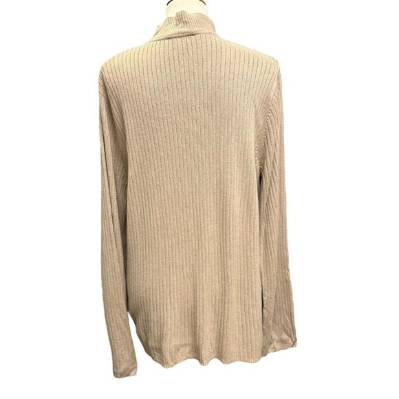 Evan Picone Plus Size 3X Tan Ribbed Mock Neck Sweater Long Sleeve Pullover - Picture 5 of 16
